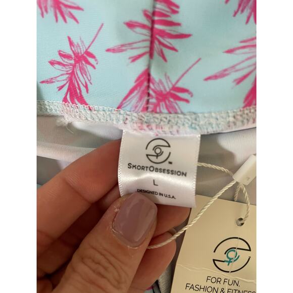 Skort Obsession Golf Fitness Athletic Skirt Skort Pink Blue Size Large NEW - Picture 4 of 6